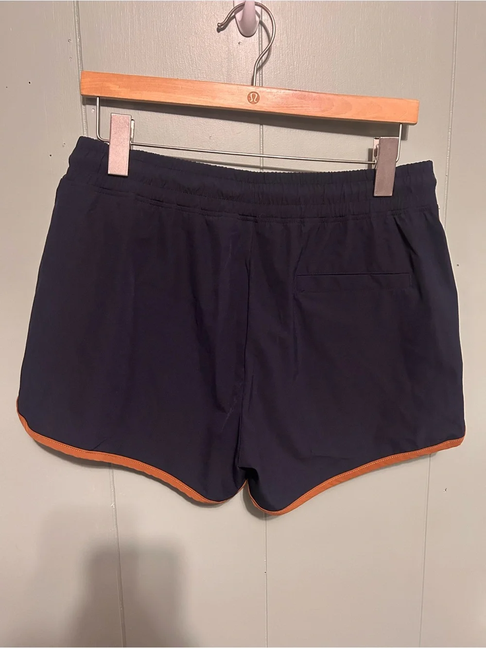 BIKE Men's Retro Navy Athletic Shorts with Tan Contrast Trim